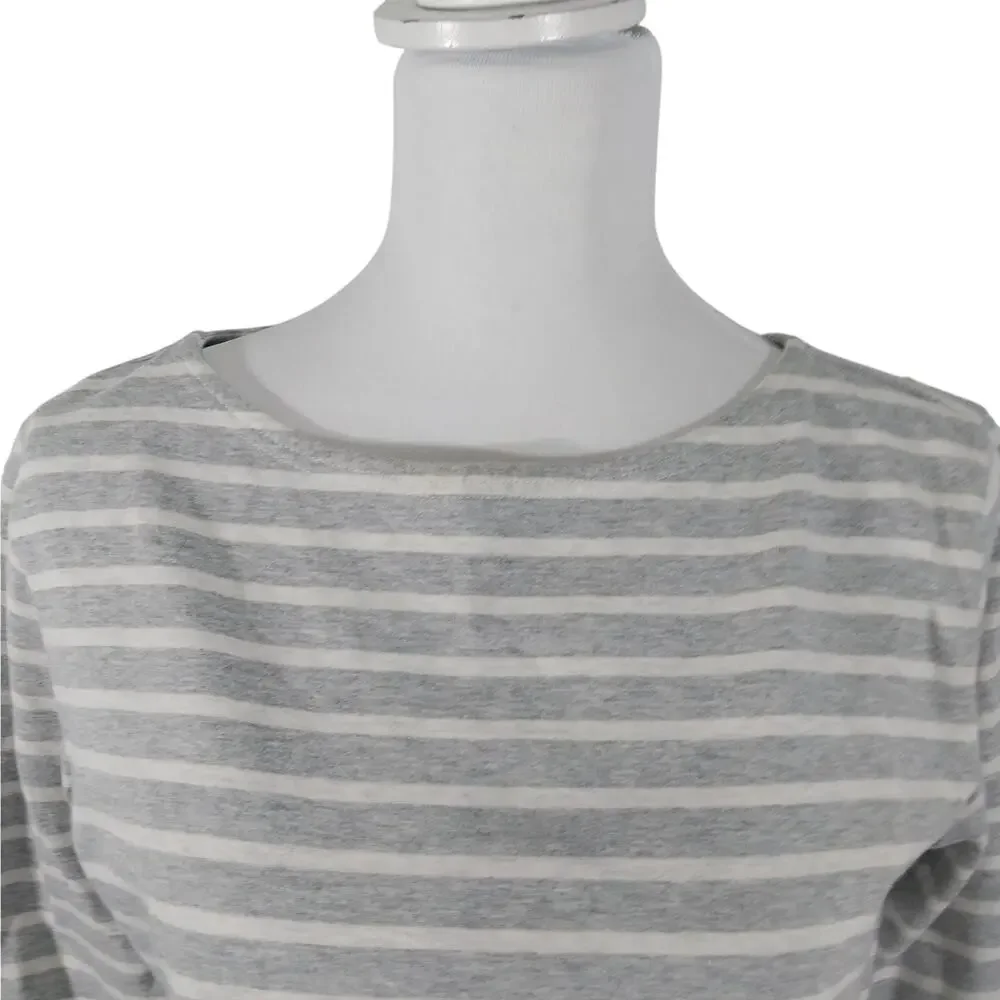VINEYARD VINES! ASH GRAY & WHITE STRIPED 100% COTTON KNIT LONG SLEEVE DRESS! S - Picture 6 of 12